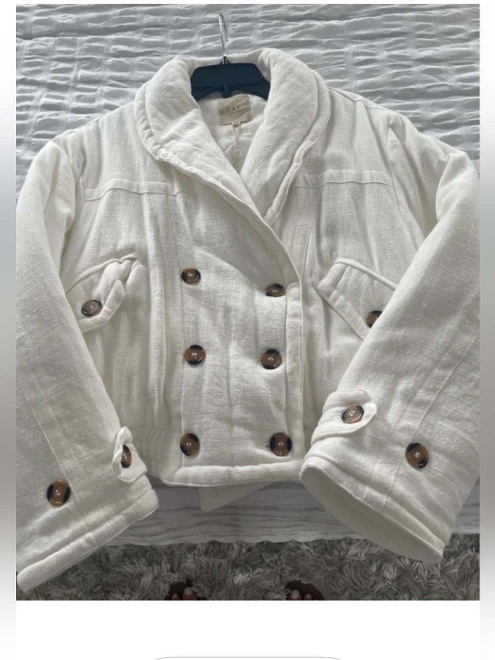 Chelsea & Violet White Cropped Puffer Jacket M cotton